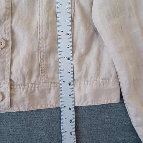Quince Linen Jacket Women M Beige Casual Coastal Lagenlook Classic Capsule - Picture 5 of 8